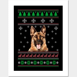 German Shepherd Ugly Christmas Sweater Funny Dog Lover Owner Gifts Posters and Art